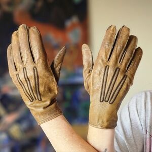 Antique Brown Leather Women's Gloves